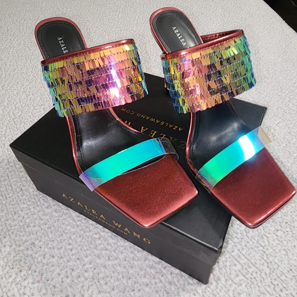 Akira NIB Gorgeous Rainbow Sequin Sandals - Picture 12 of 12